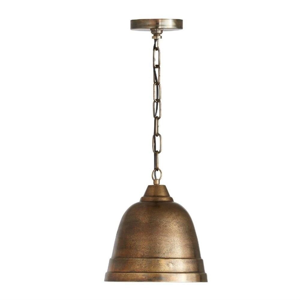 Oxidized Brass Mini Pendant Light with Aluminum Bell Shade