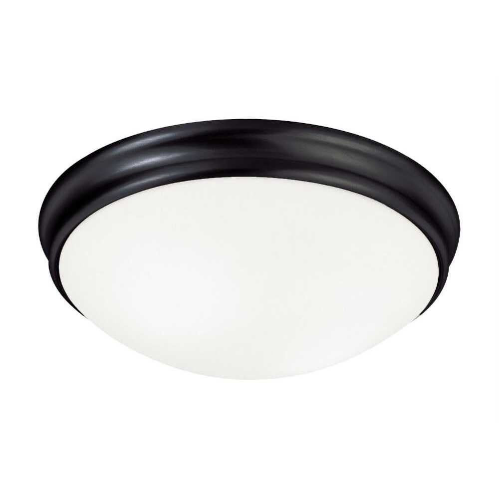 Matte Black Modern Glass Bowl 2-Light Flush Mount Ceiling Fixture