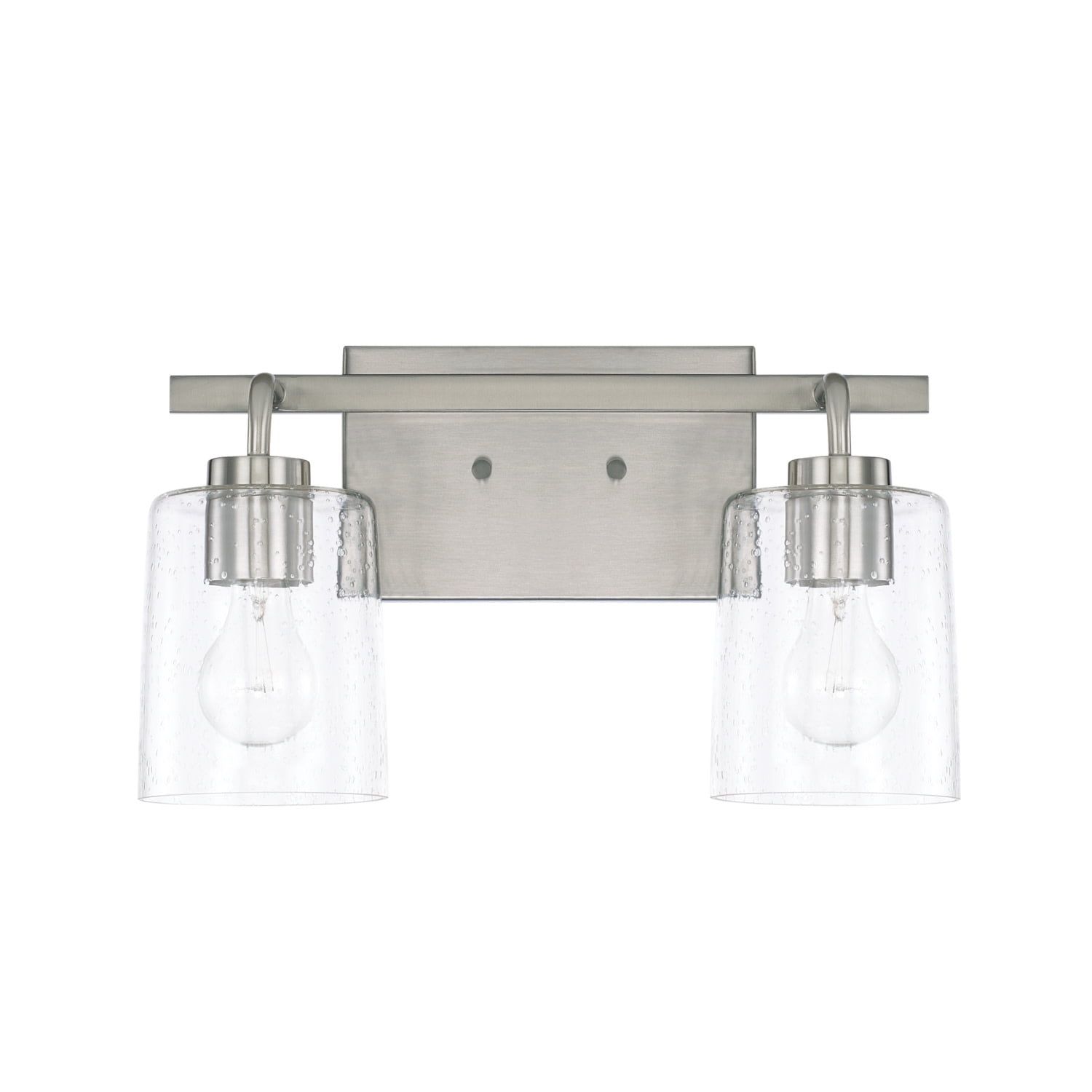 Elegant Brushed Nickel Vanity Light with Clear Seeded Glass Shades