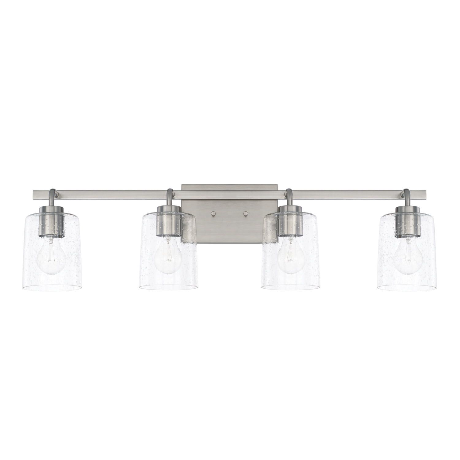 Brushed Nickel 4-Light Vanity with Clear Seeded Glass Shades