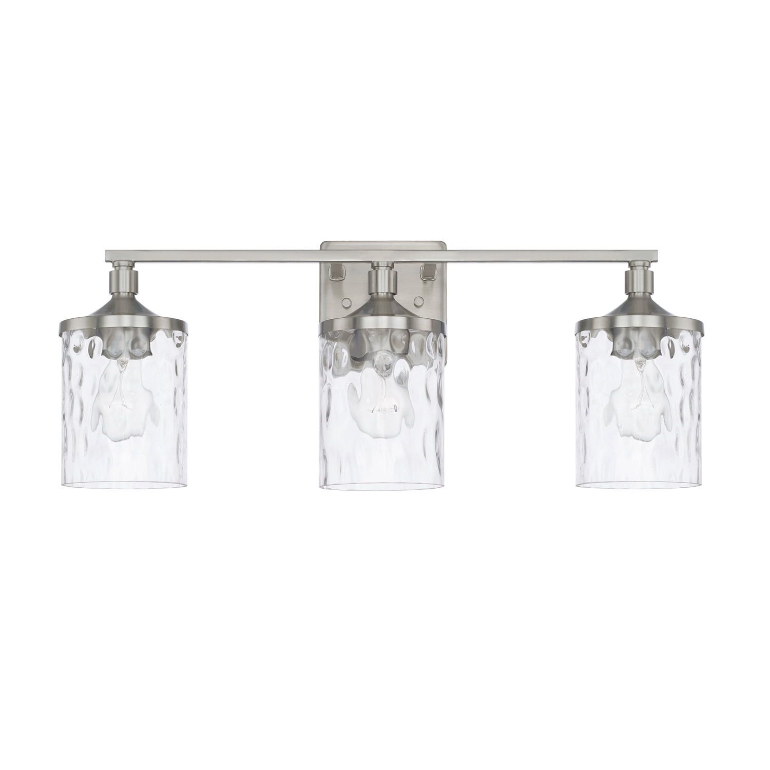 Brushed Nickel 3-Light Vanity with Clear Water Glass Shades