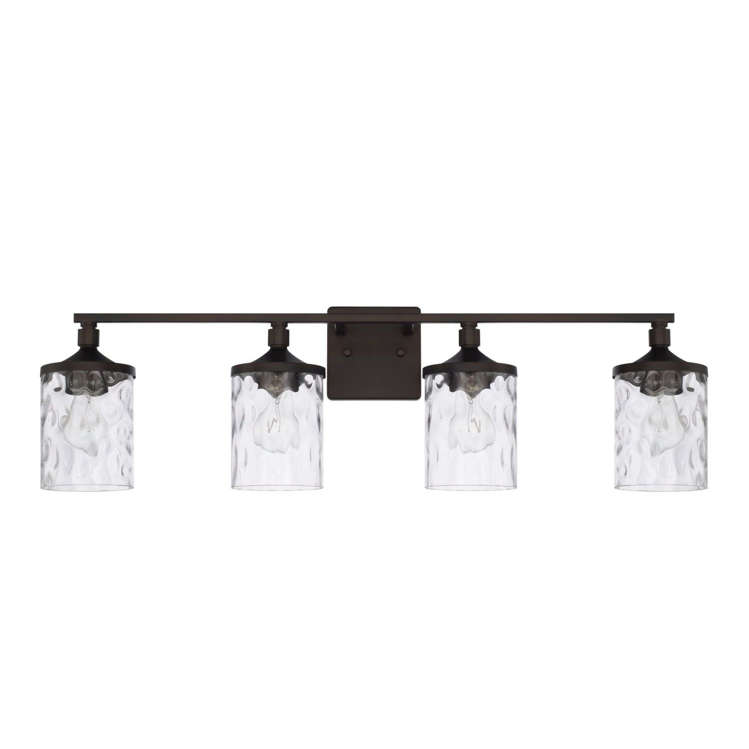 Colton Bronze 4-Light Vanity with Clear Water Glass Shades