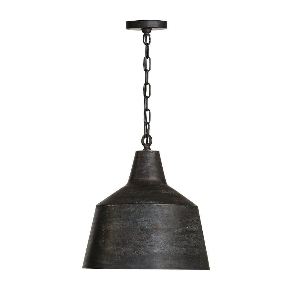 Quarry Black Aluminum 15.5" Industrial Pendant Light