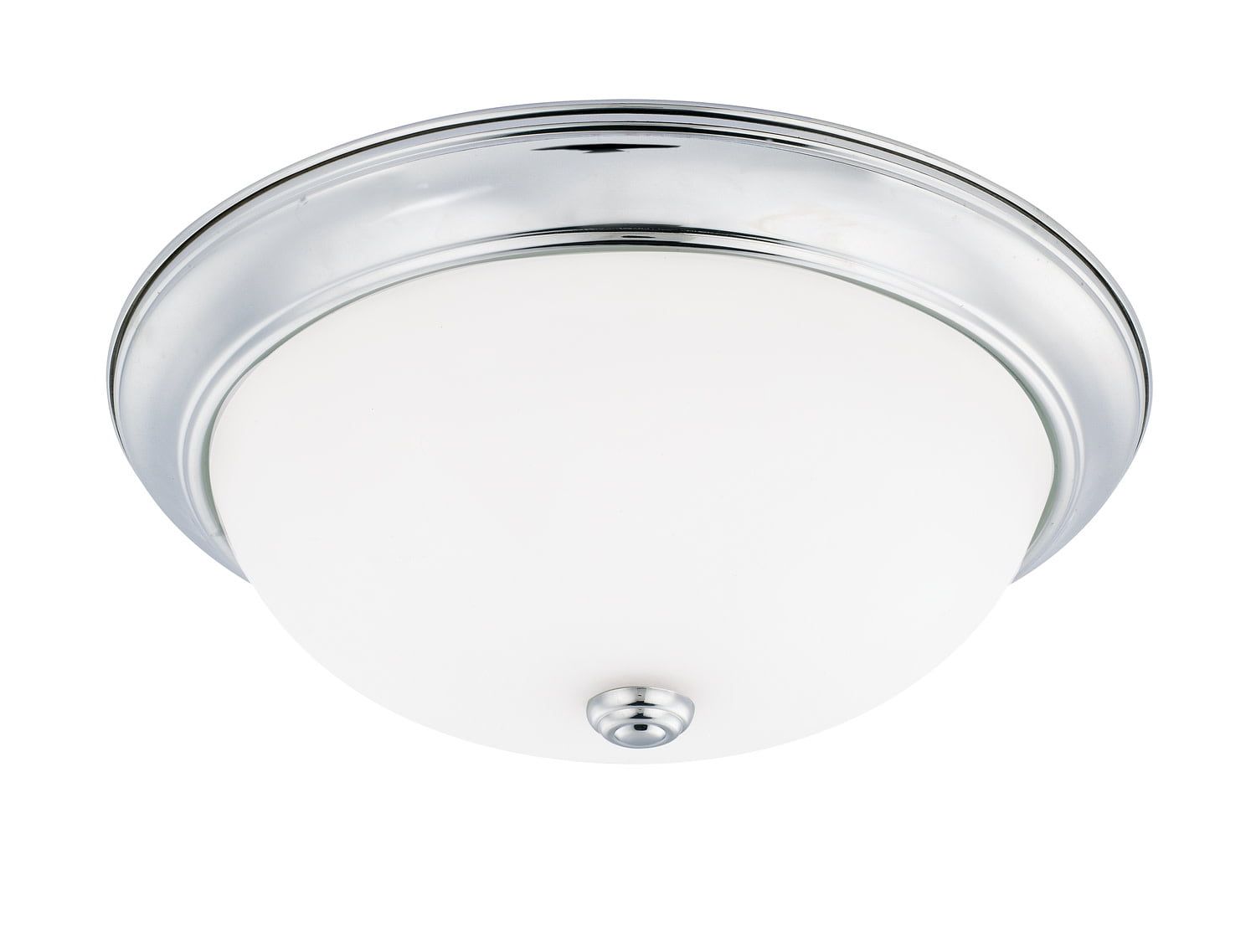 Chrome and Soft White Glass 3-Light Flush Mount Bowl Ceiling Fixture