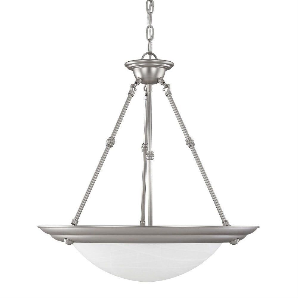 Matte Nickel 3-Light Pendant with White Faux Alabaster Glass