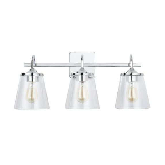 Jayne Chrome 3-Light Vanity with Clear Seeded Glass