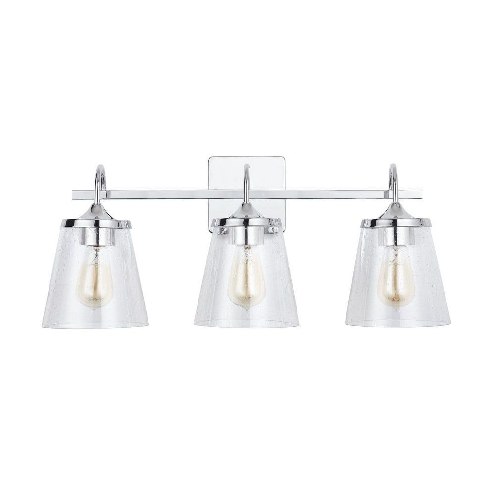 Jayne Chrome 3-Light Vanity with Clear Seeded Glass