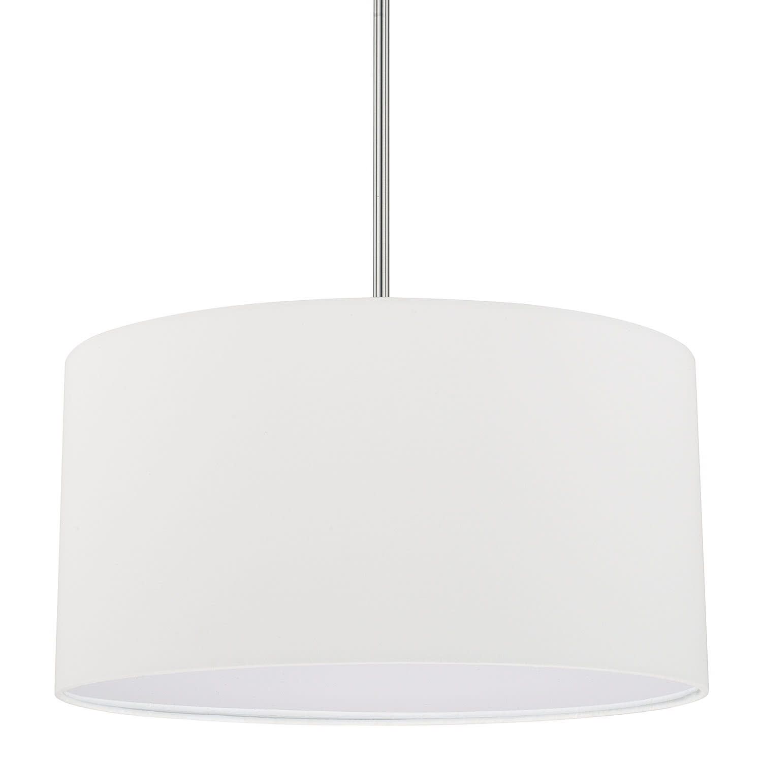 Brushed Nickel 18" Drum Pendant Light with White Shade