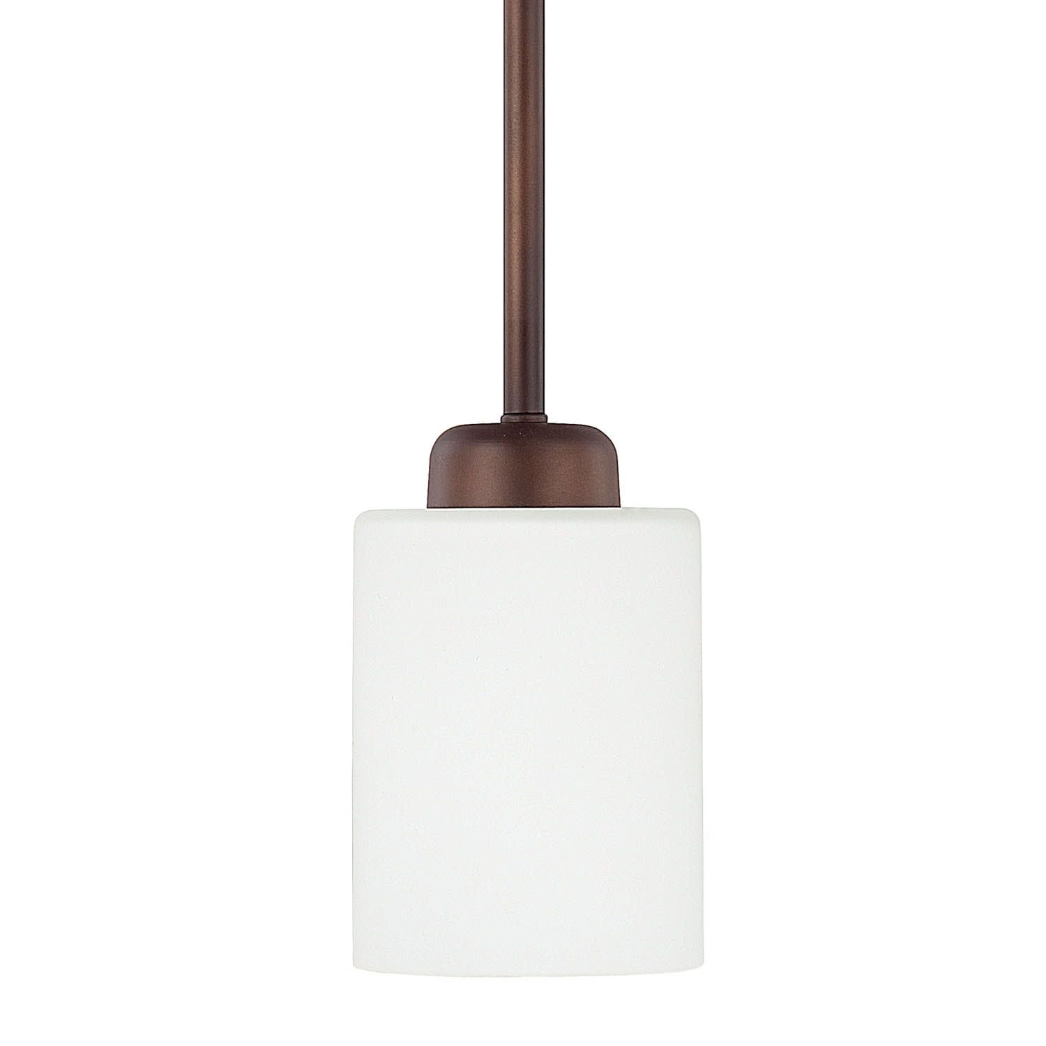 Bronze Mini Pendant with Soft White Glass Shade