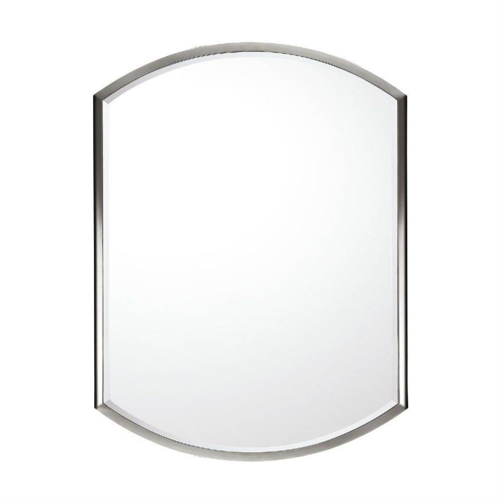 Polished Nickel Rectangular Bathroom Vanity Mirror with Beveled Glass