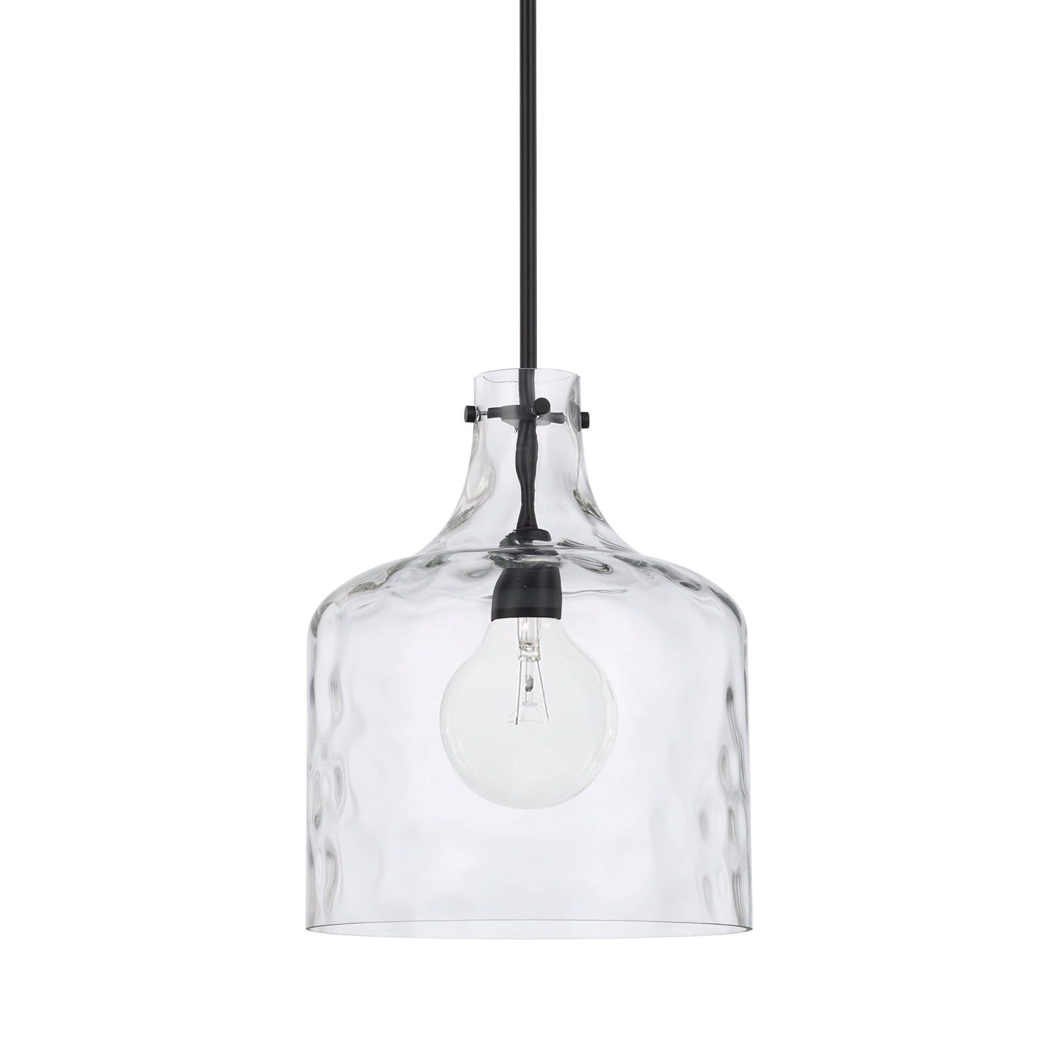 Matte Black and Clear Glass Jar Pendant Light