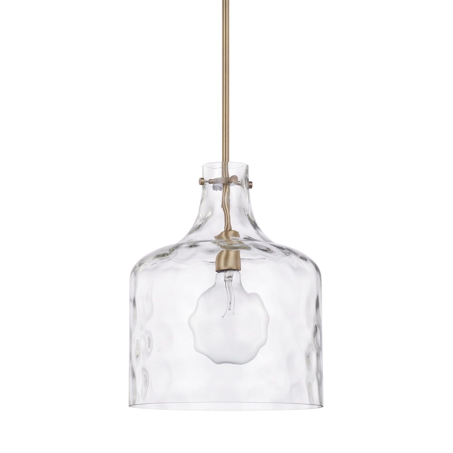Elegant Aged Brass Pendant Light with Clear Water Glass Shade