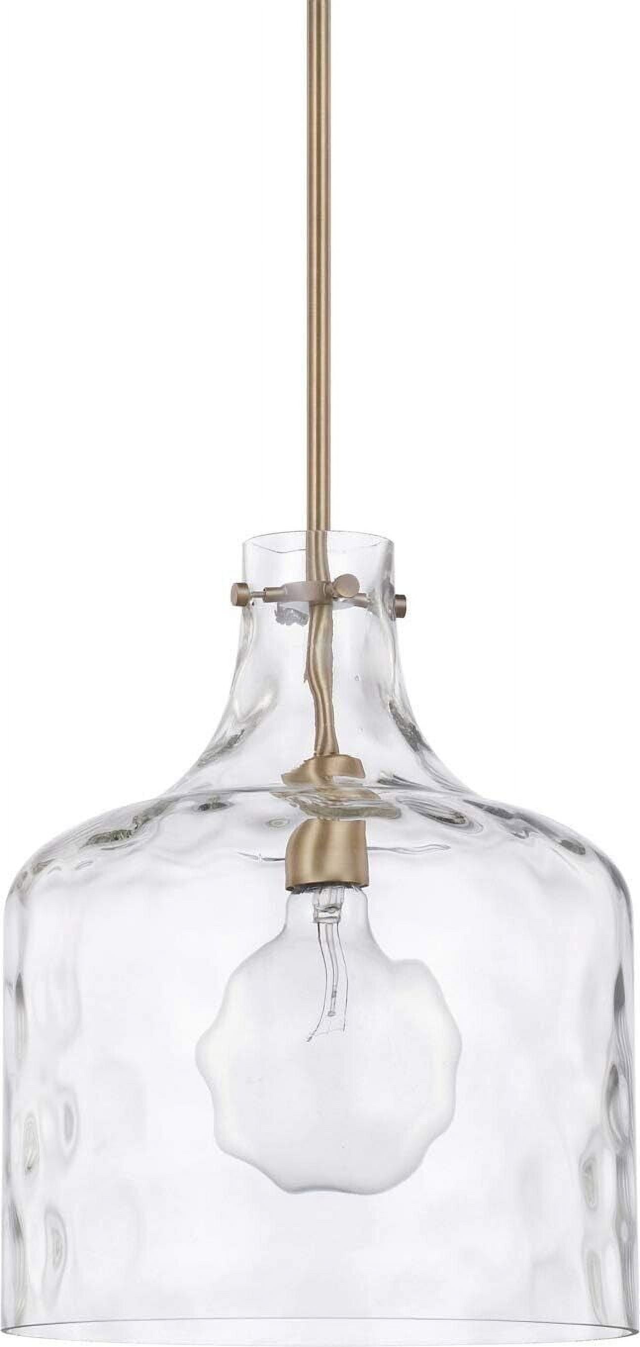 Elegant Aged Brass Pendant Light with Clear Water Glass Shade