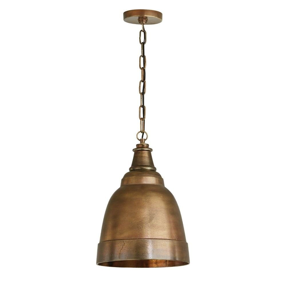 Oxidized Brass Industrial Bell Pendant Light