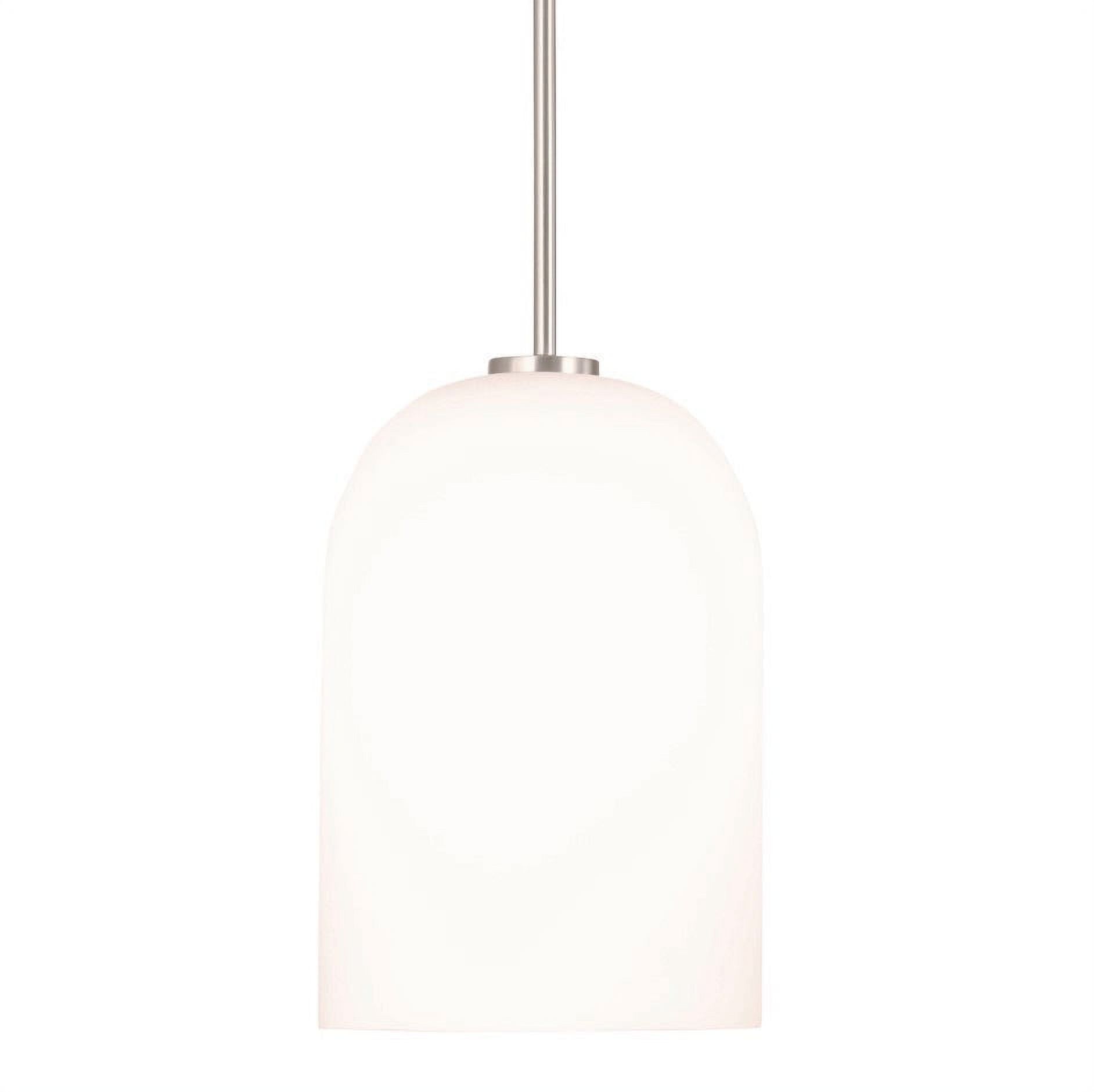 Elegant Lawson Indoor/Outdoor Pendant in Brushed Nickel with Soft White Glass