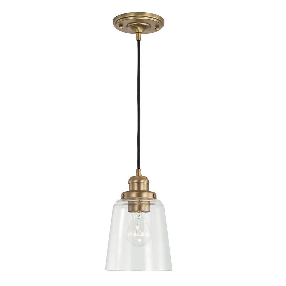 Elegant Aged Brass Mini Pendant with Clear Glass Shade