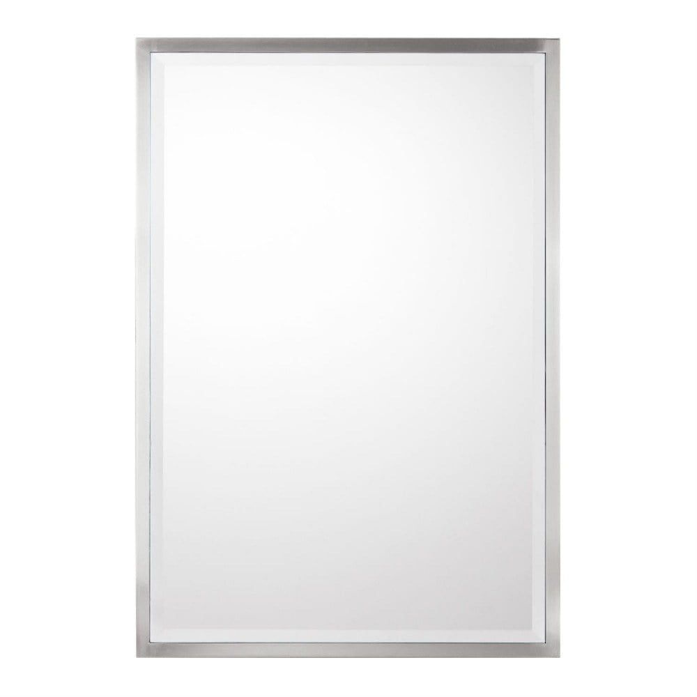 Brushed Nickel Rectangular Framed Bathroom Mirror 38" x 26"