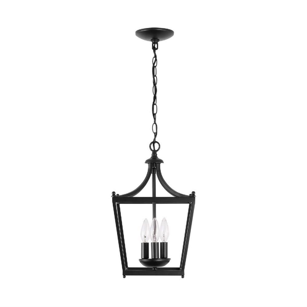 Stanton Geometric Matte Black 3-Light Foyer Pendant