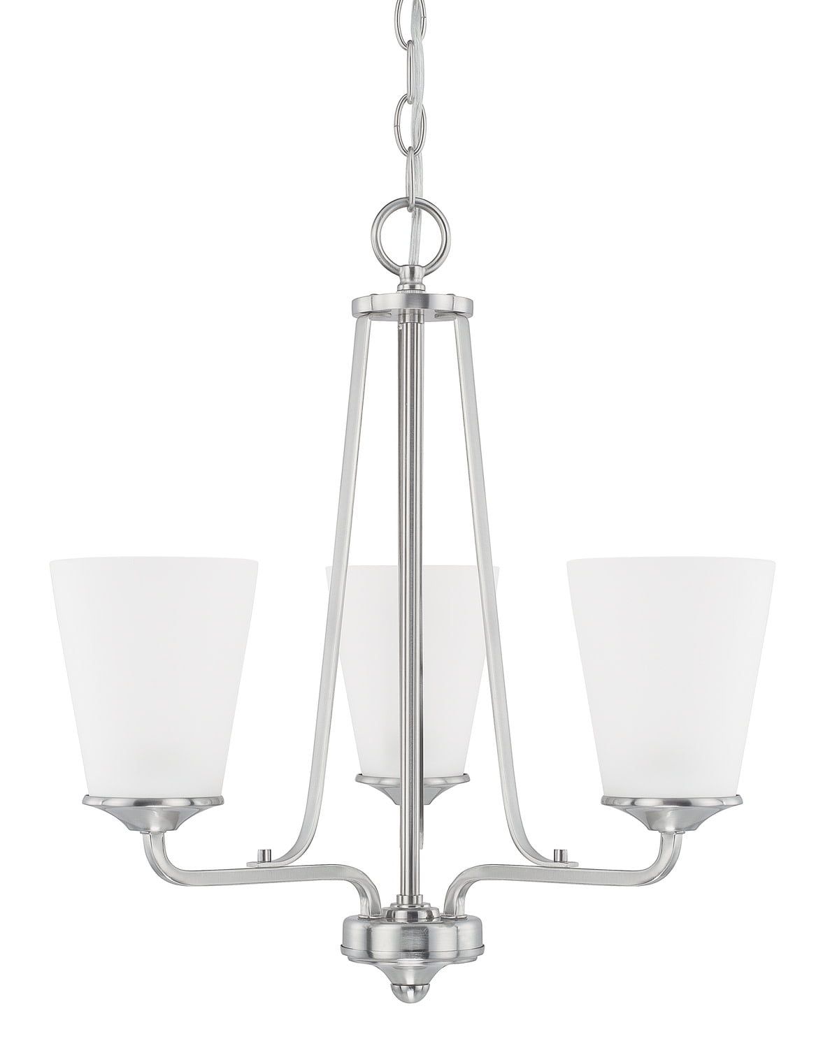 Mini Braylon 3-Light Chandelier in Brushed Nickel with Soft White Glass