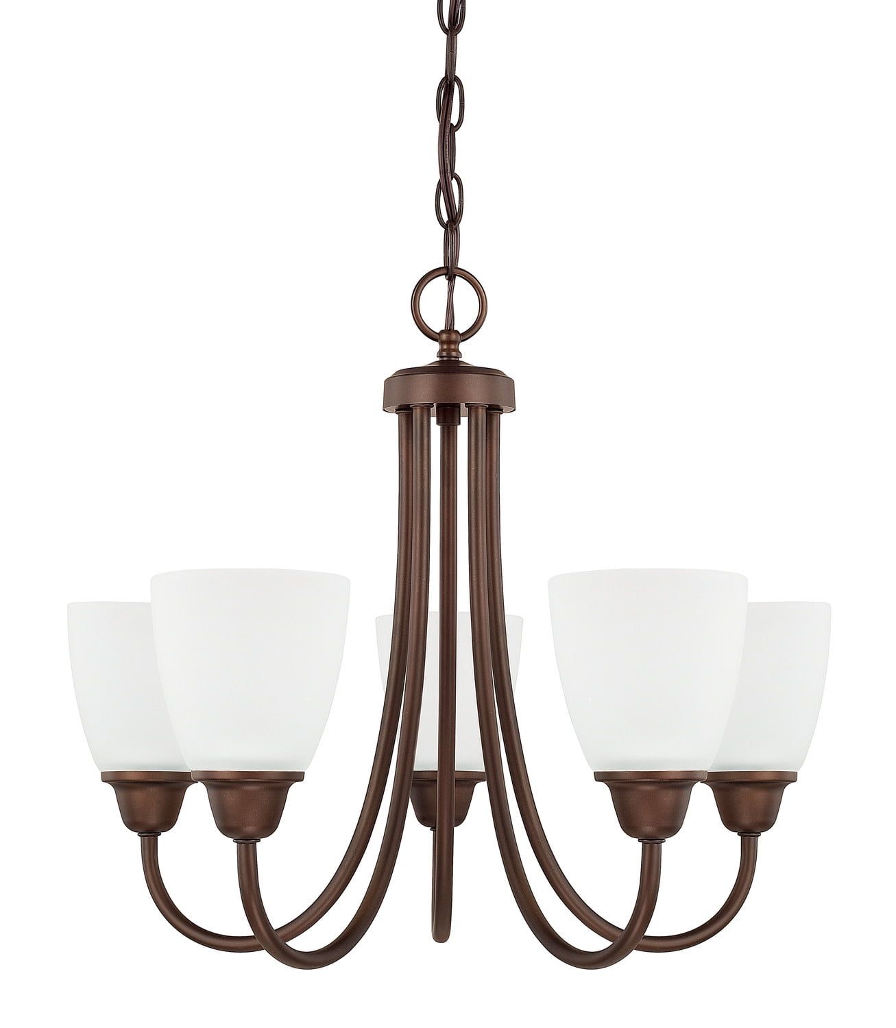 Trenton Bronze 5-Light Chandelier with Acid Washed Glass Shades