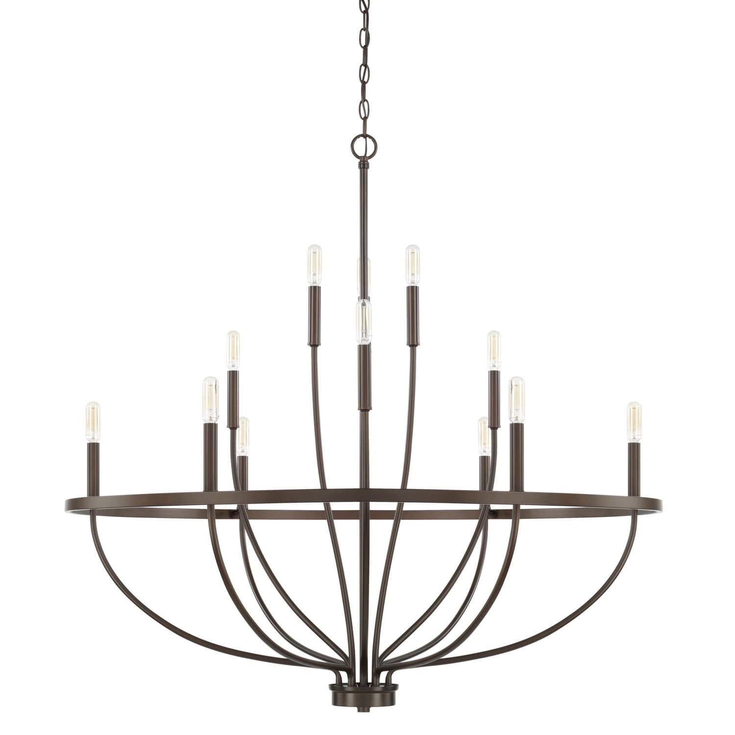 Elegant Bronze 12-Light Taper Candle Chandelier with Vine-Inspired Arms