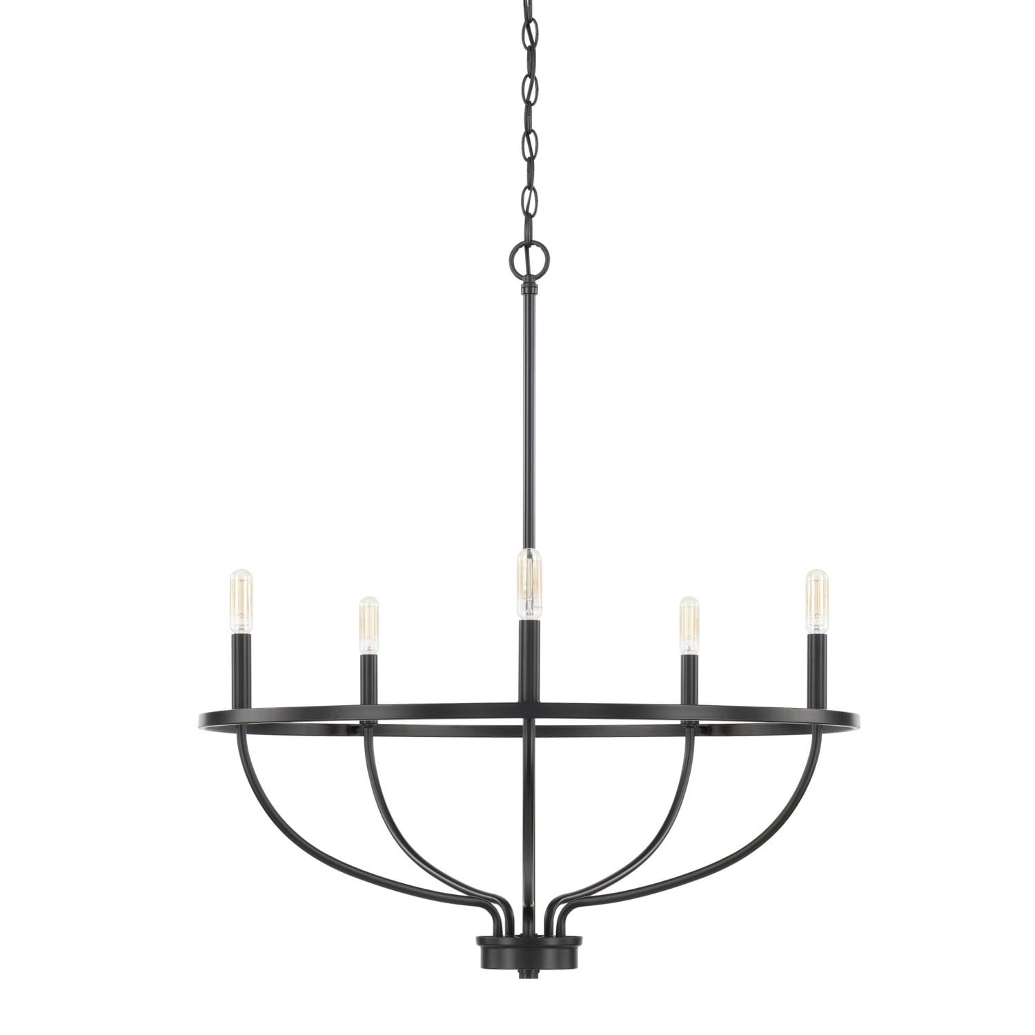Matte Black 5-Light Industrial Candle Chandelier