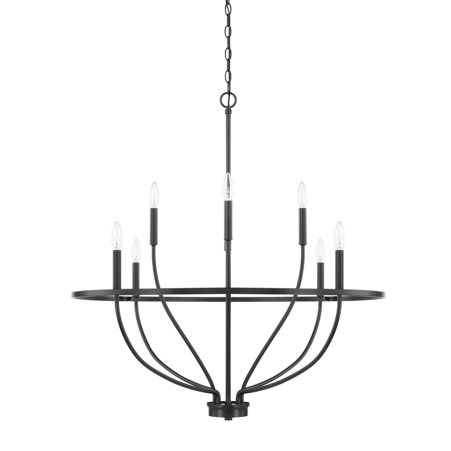 Greyson Matte Black Beaded 8-Light Chandelier with Adjustable Chain