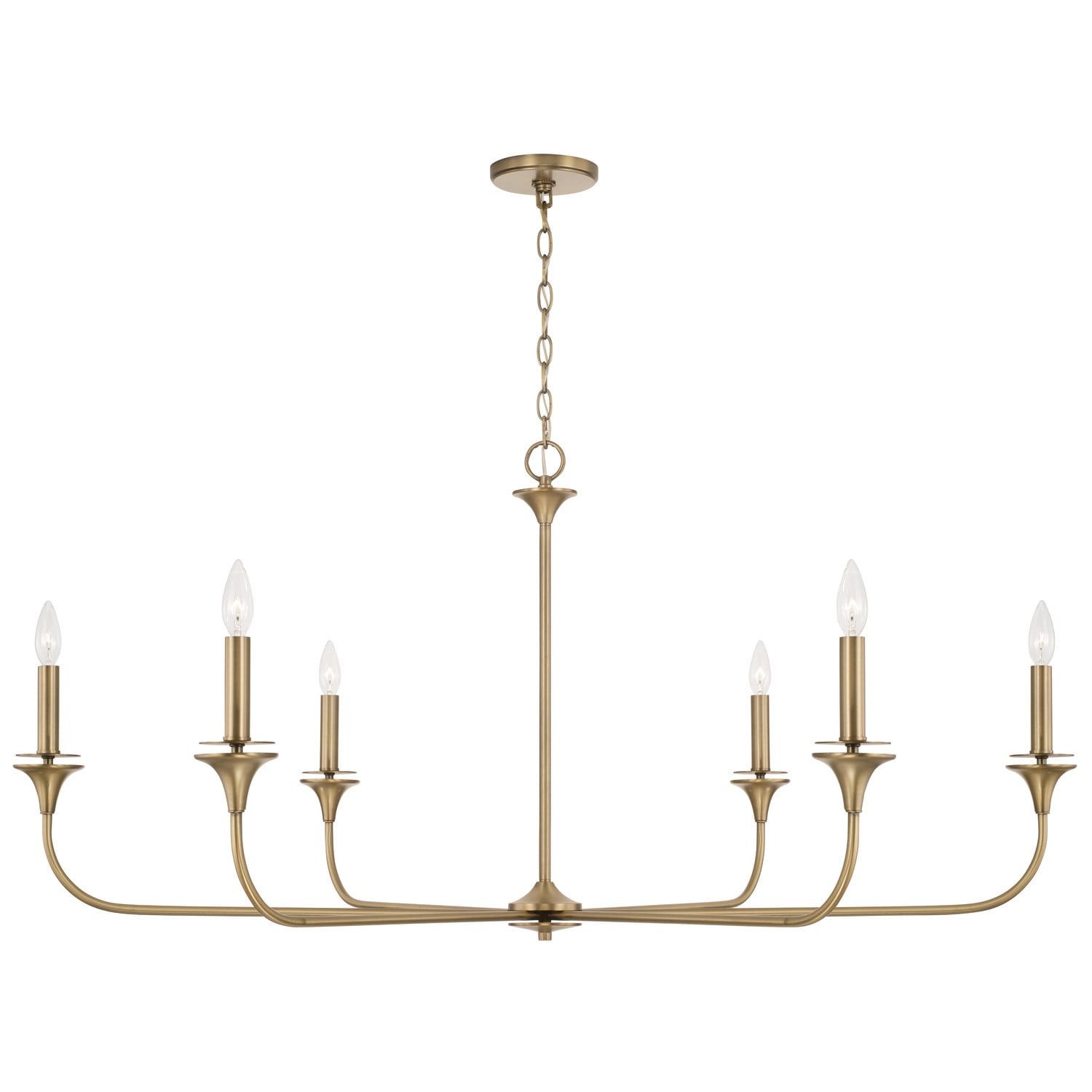 Aged Brass 49" Wide 6-Light Candle Style Chandelier