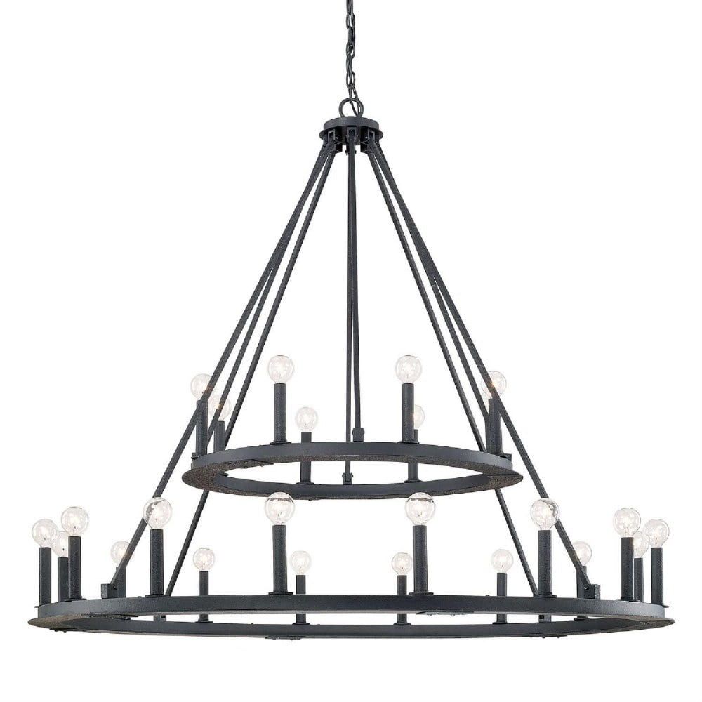 Pearson Grand Black Iron 24-Light Chandelier with Candle Bulbs