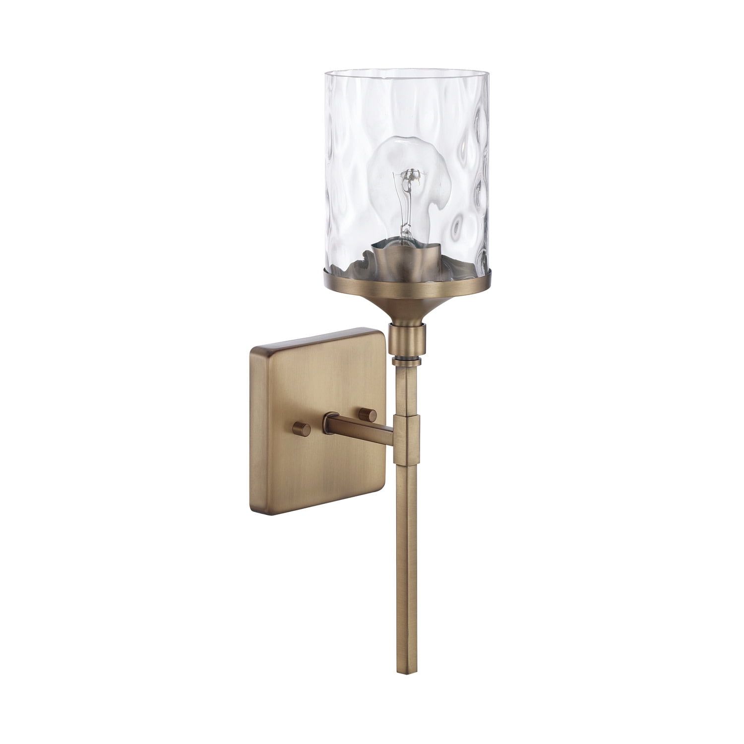 Colton Transitional 17" Aged Brass Dimmable Sconce with Water Glass Shade