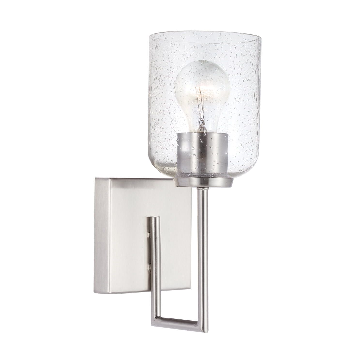 Carter Brushed Nickel Sconce with Clear Seeded Glass Shade