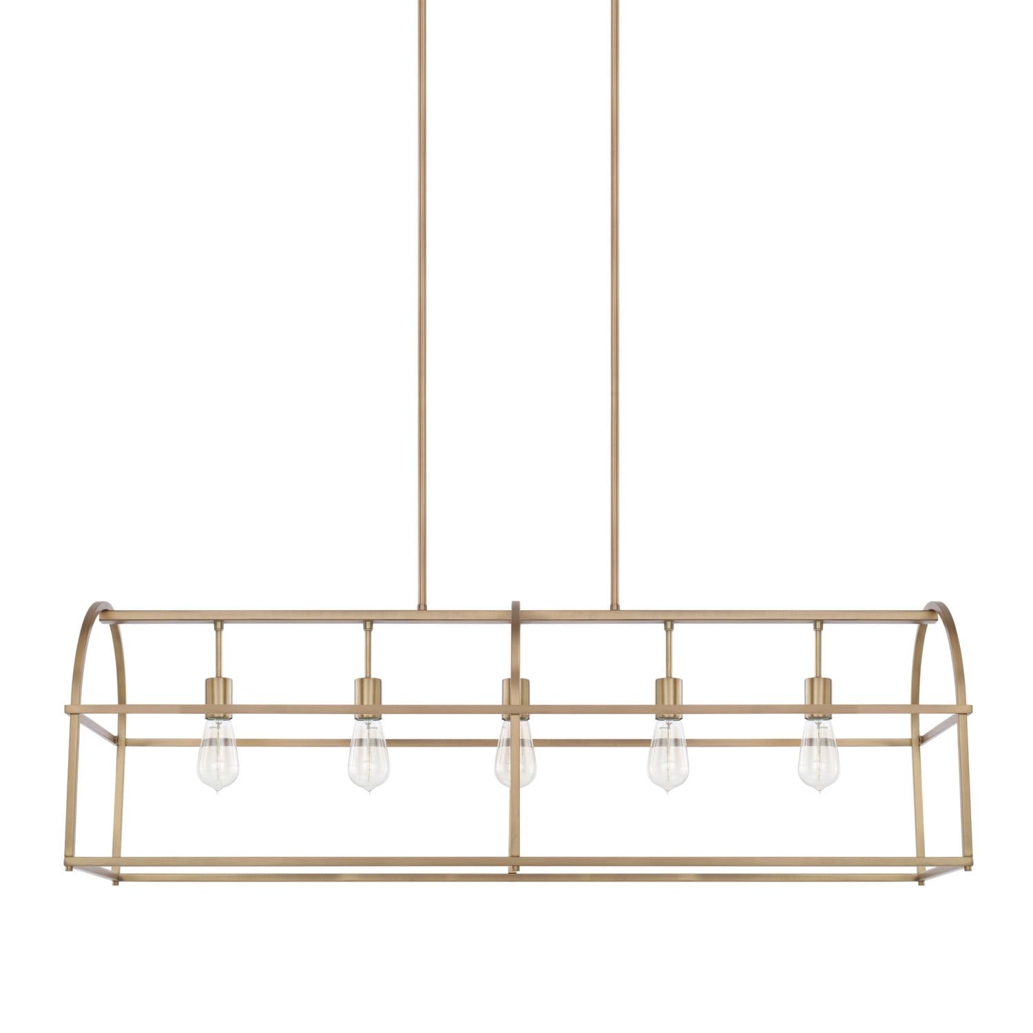 Elegant Aged Brass 5-Light Linear Island Chandelier