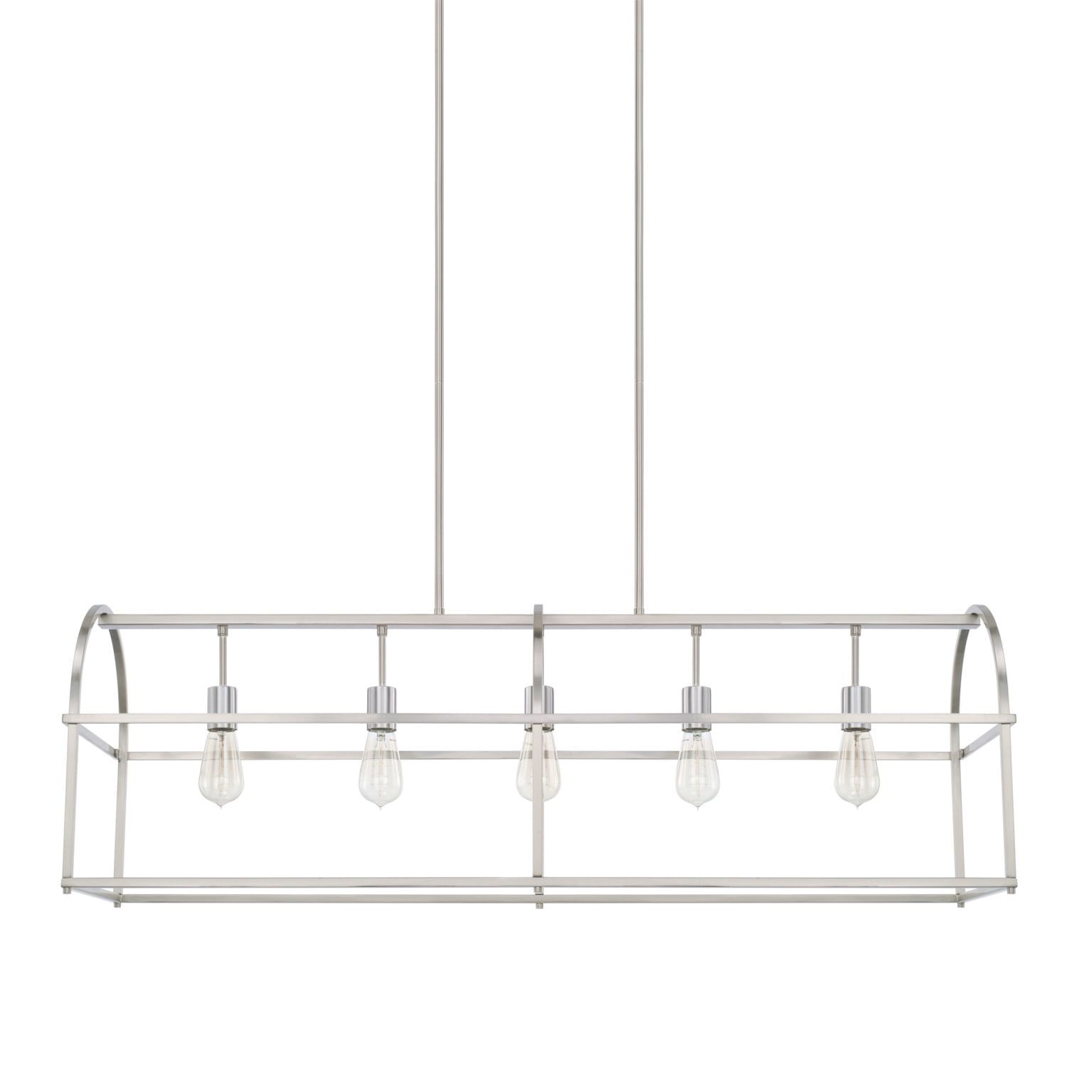 Sleek Brushed Nickel 5-Light Linear Indoor/Outdoor Chandelier