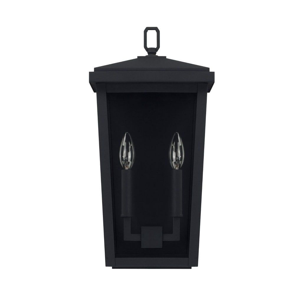 Black 18" Tall Outdoor Wall Lantern with Clear Glass