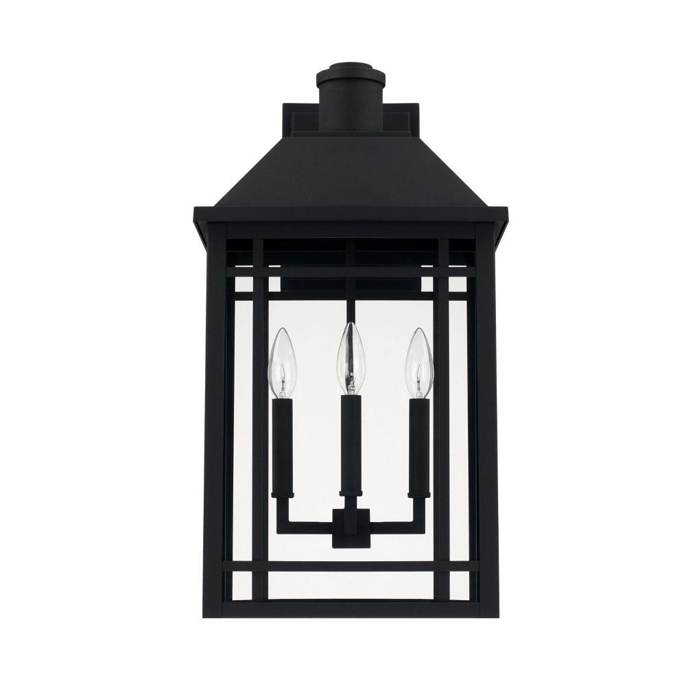 Braden Modern Industrial 3-Light Outdoor Wall Lantern in Black