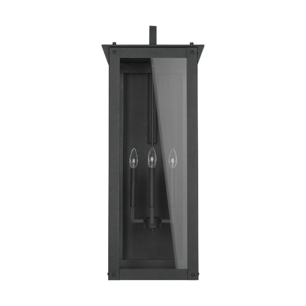 Hunt 4-Light Black Aluminum Outdoor Lantern Wall Light with Clear Glass