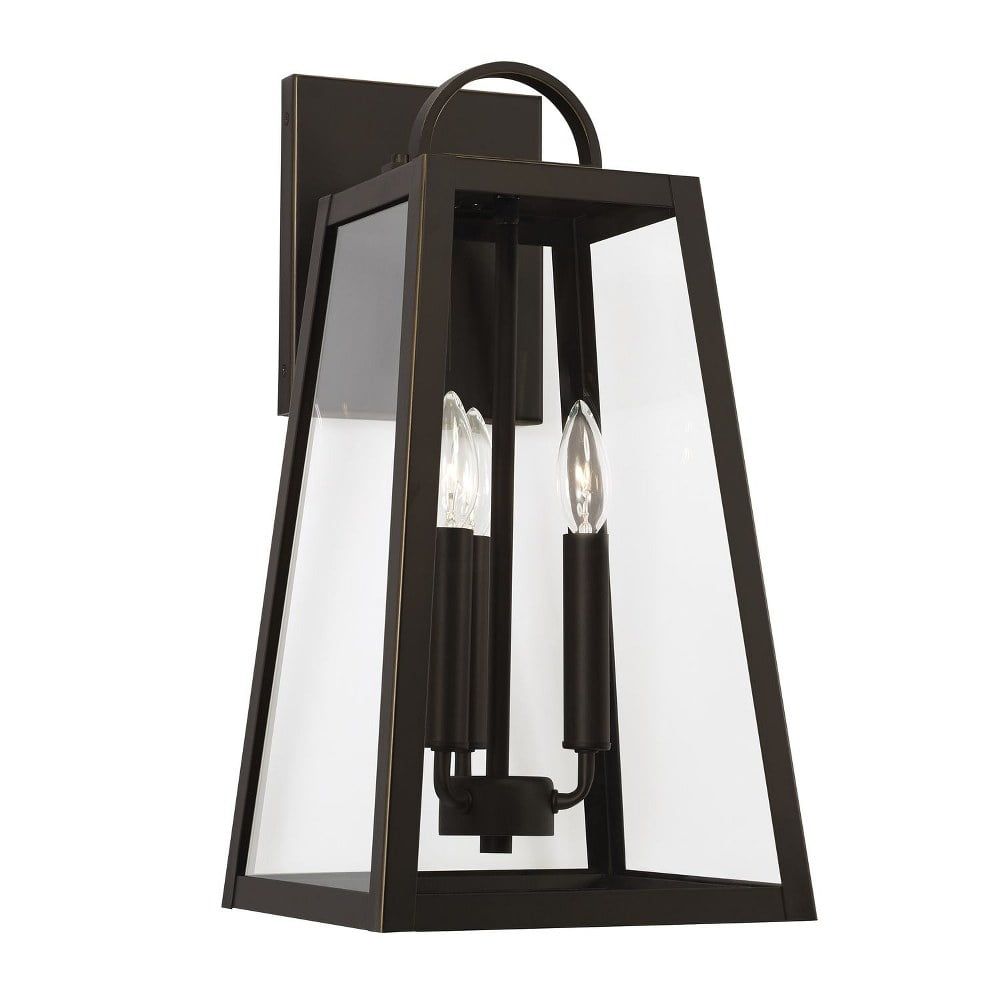 Leighton Oiled Bronze 3-Light Outdoor Wall Lantern with Clear Glass