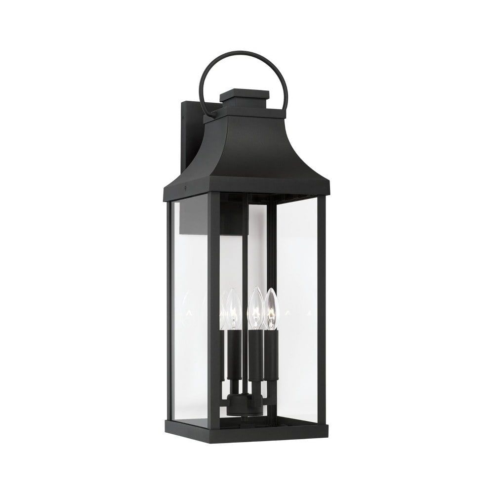 Bradford Transitional 4-Light Black Outdoor Lantern with Clear Glass