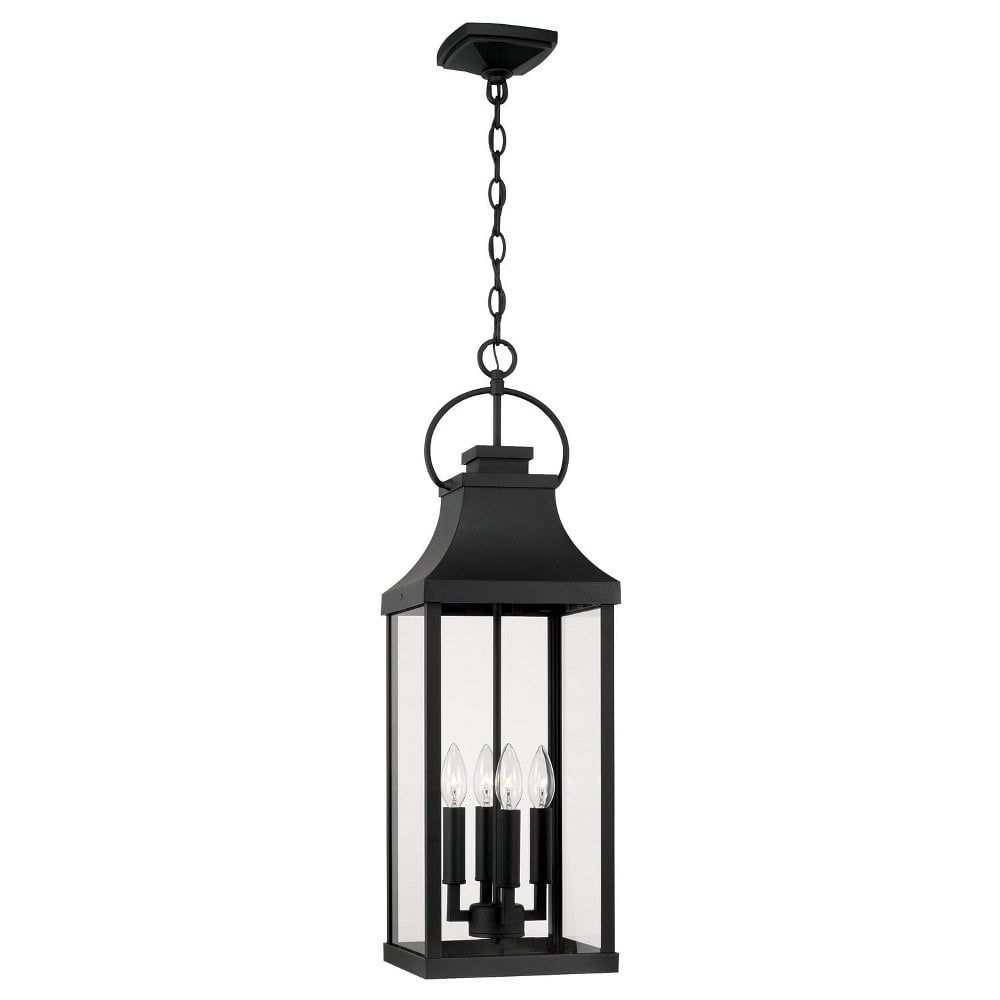 Bradford Black 4-Light Outdoor Hanging Lantern with Clear Glass