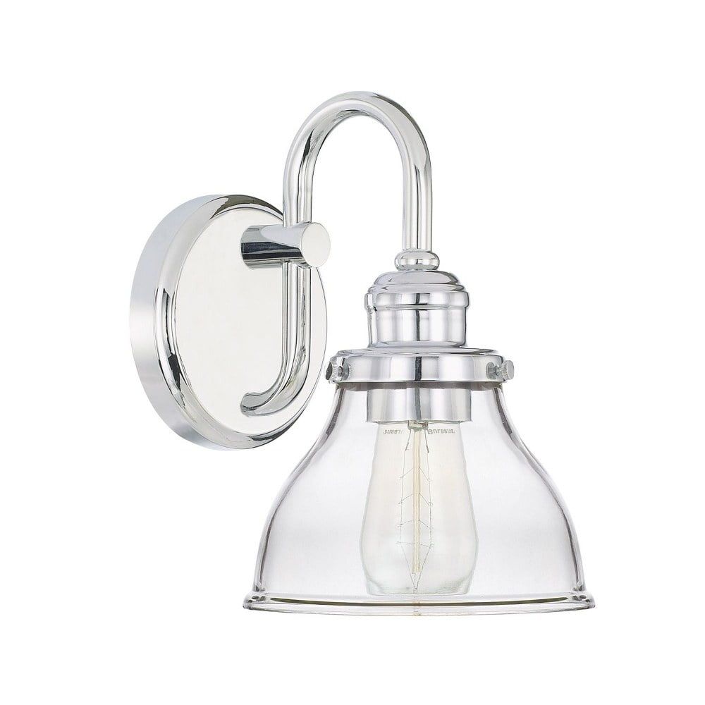 Chrome Clear Glass Cone Wall Sconce with Dimmable Feature