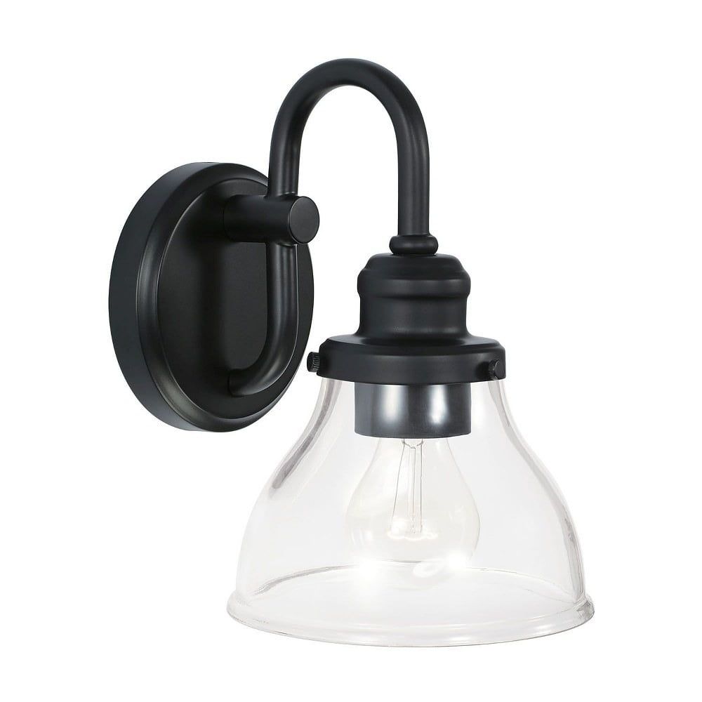 Matte Black Dimmable Sconce with Clear Glass Shade