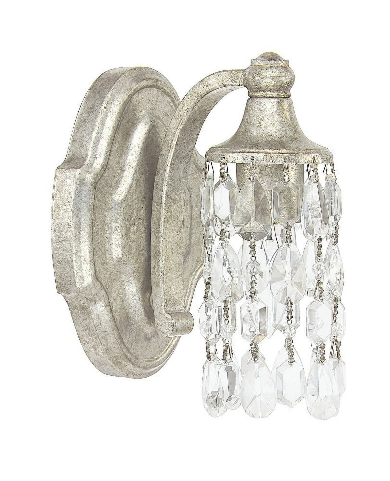 Antique Silver Crystal Shade Dimmable Wall Sconce