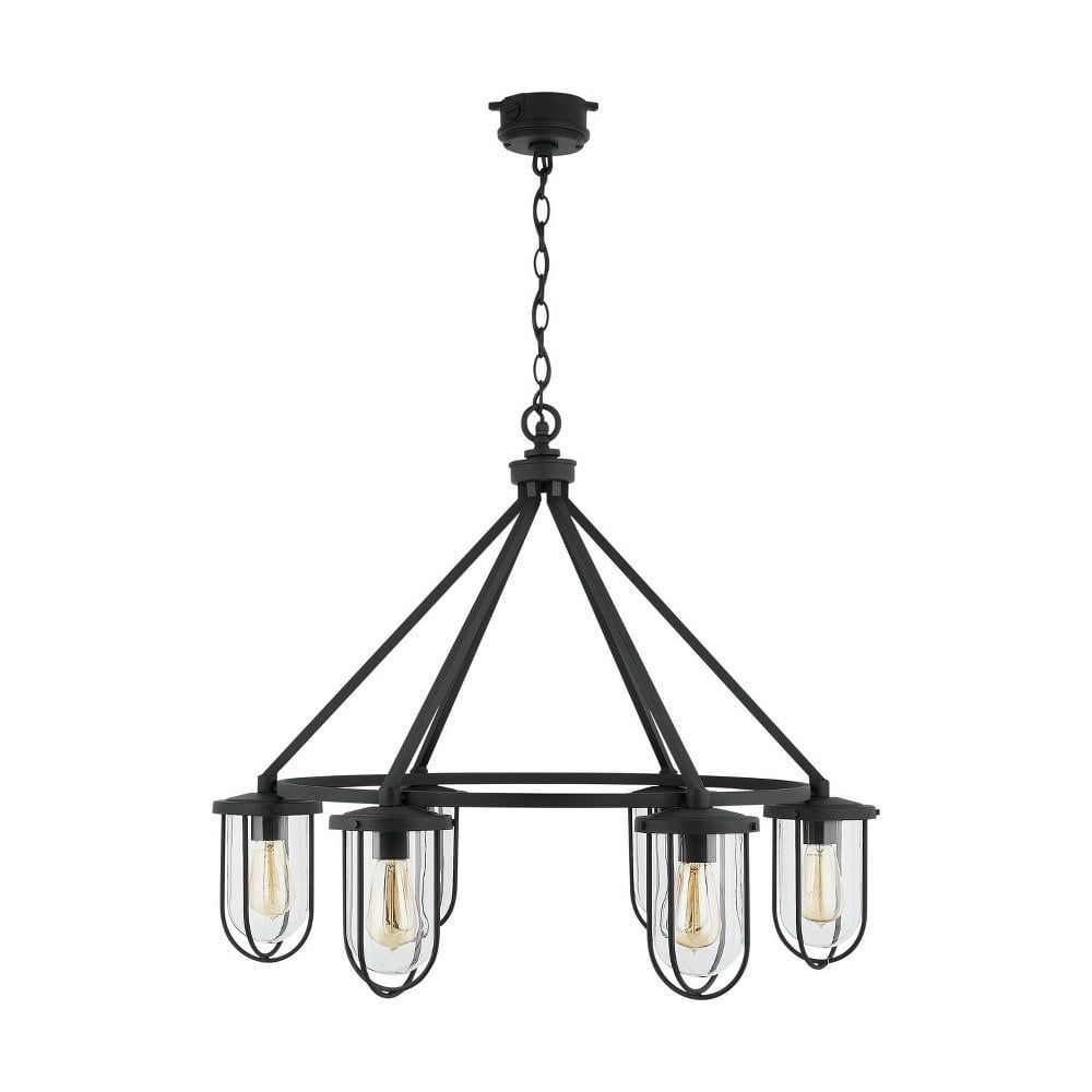 Corbin Black Aluminum 6-Light Outdoor Chandelier with Clear Glass