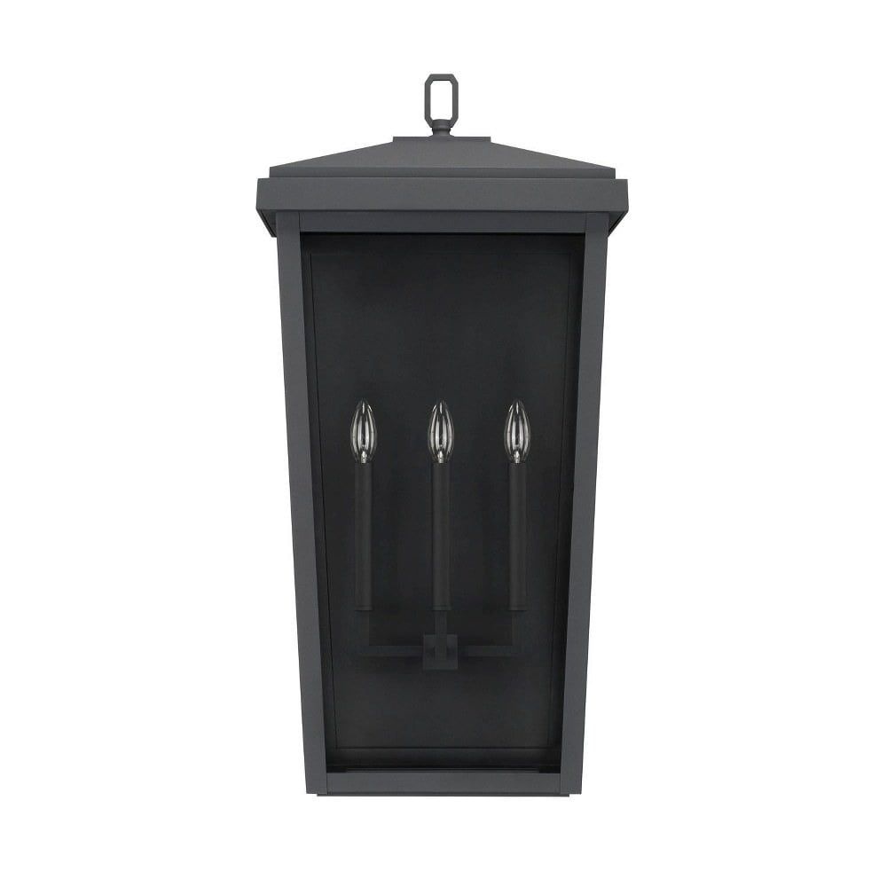 Black 3-Light Outdoor Wall Lantern with Clear Glass