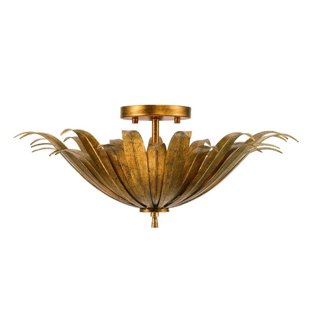 Eden Antique Gold 3-Light Bohemian Semi-Flush Mount