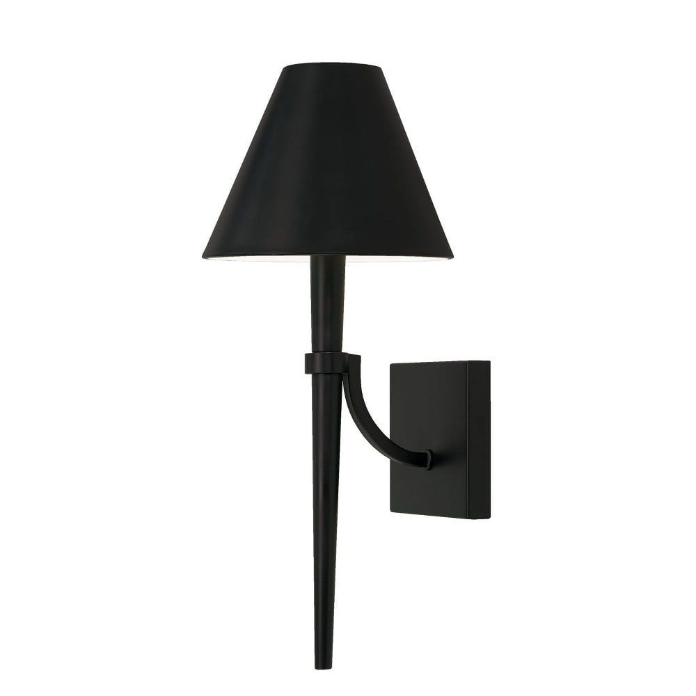Holden Matte Black Dimmable Metal Shade Sconce