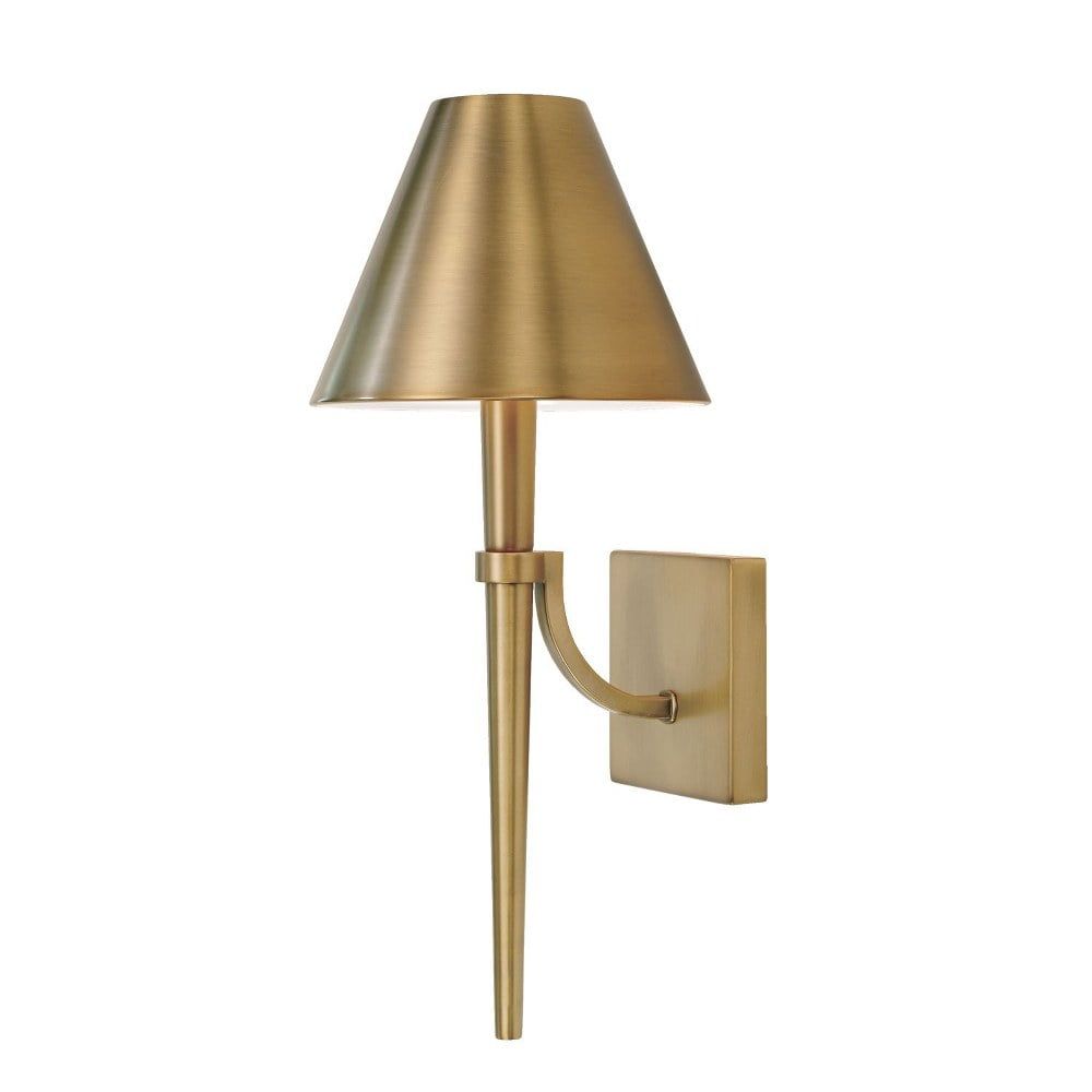 Holden Aged Brass Dimmable Wall Sconce with Metal Shade