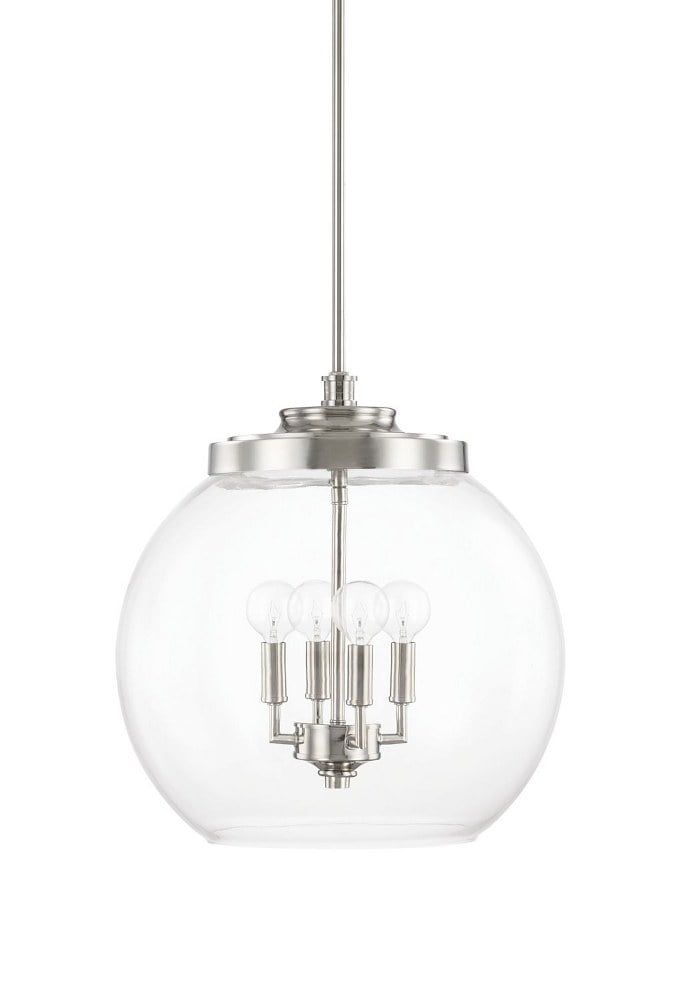 Polished Nickel Mini Globe Pendant Light with Clear Glass