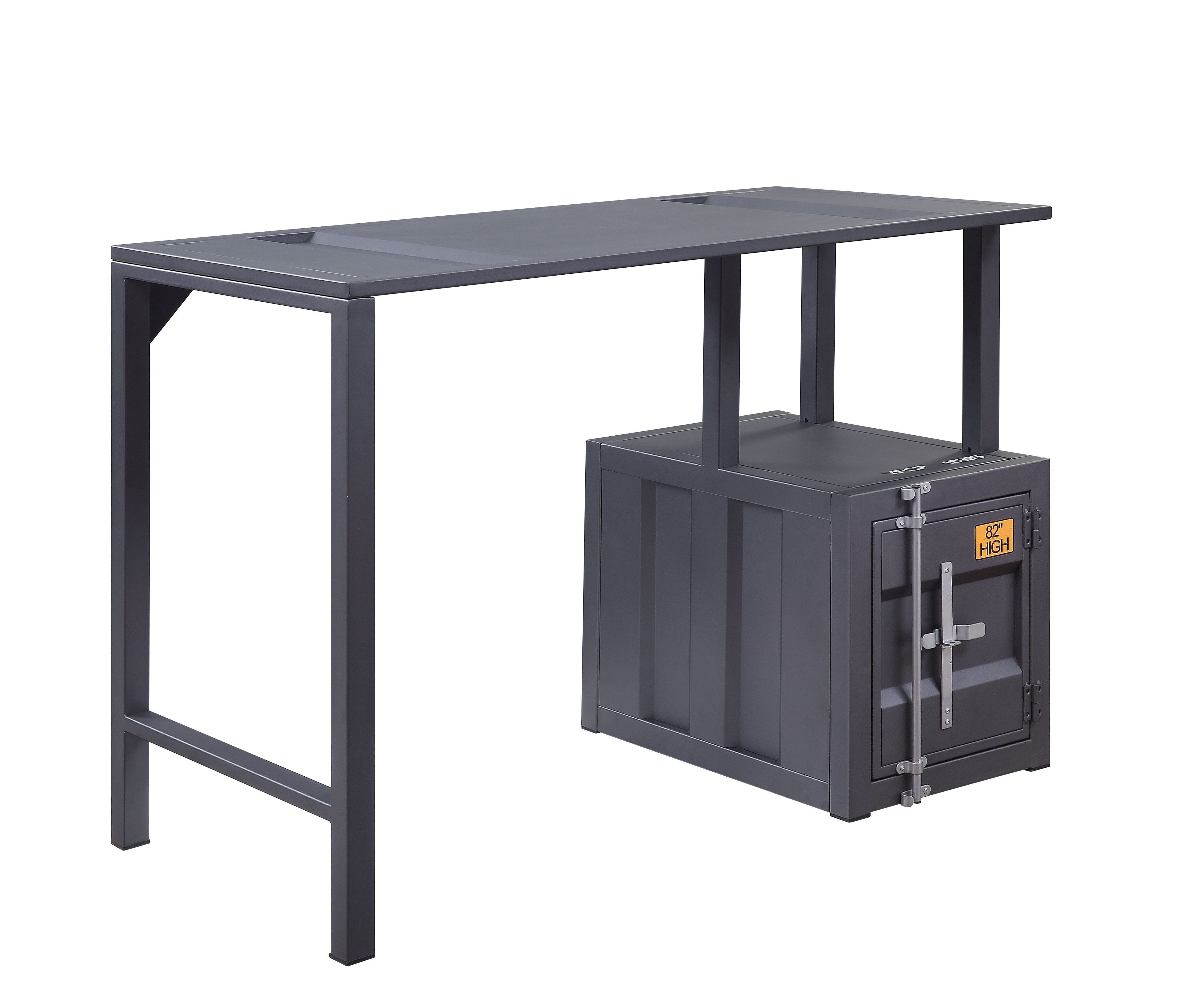 Industrial Black Iron Writing Desk with Cargo Storage