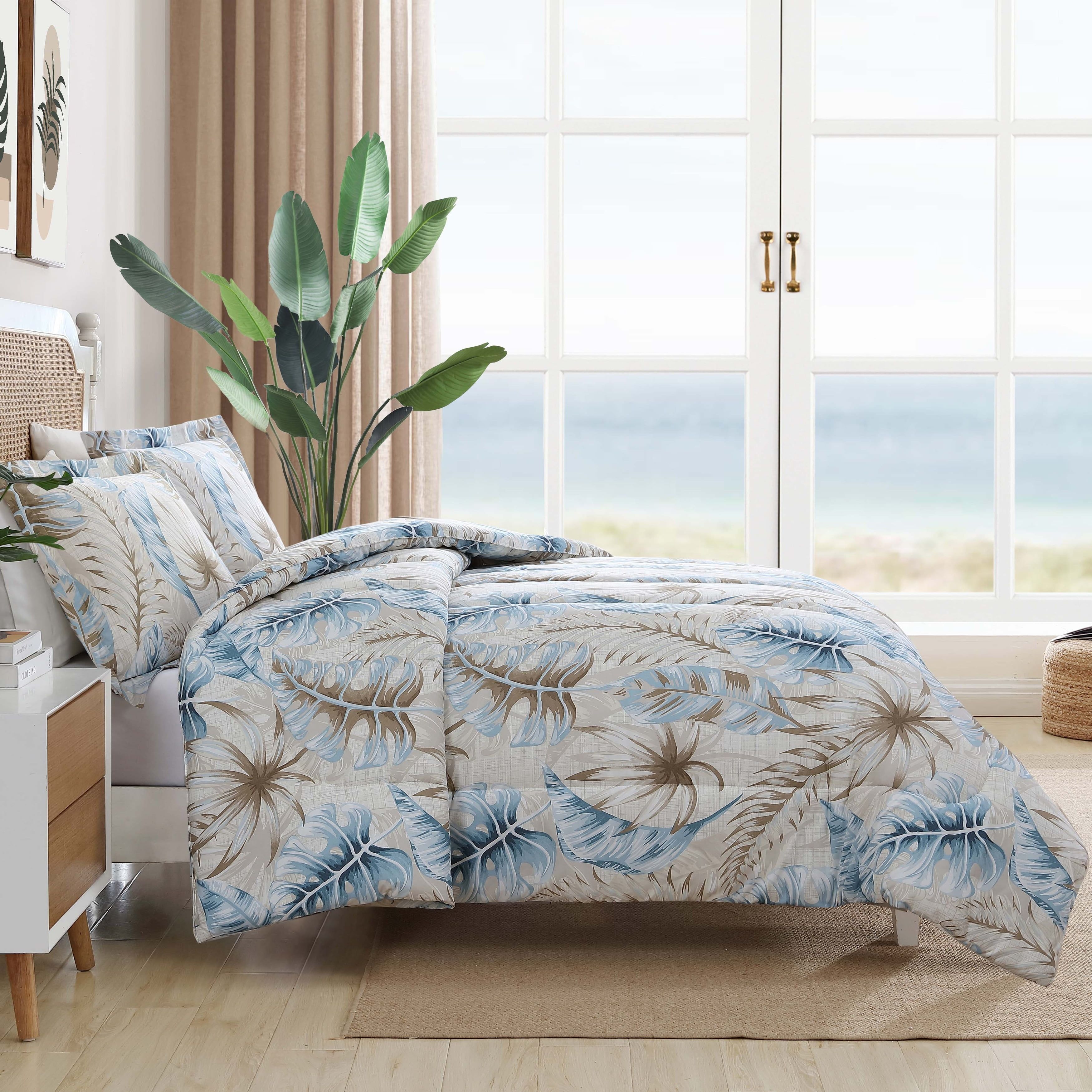 King Size Dancing Palms Reversible Botanical Comforter Set